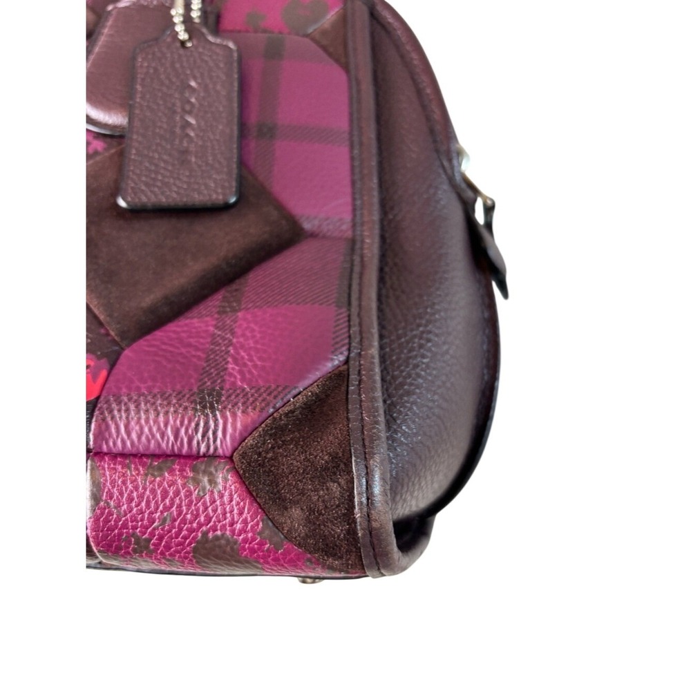 Coach Nolita 36557 Patchwork Leather Suede Satchel Burgundy Floral - Picture 4 of 10